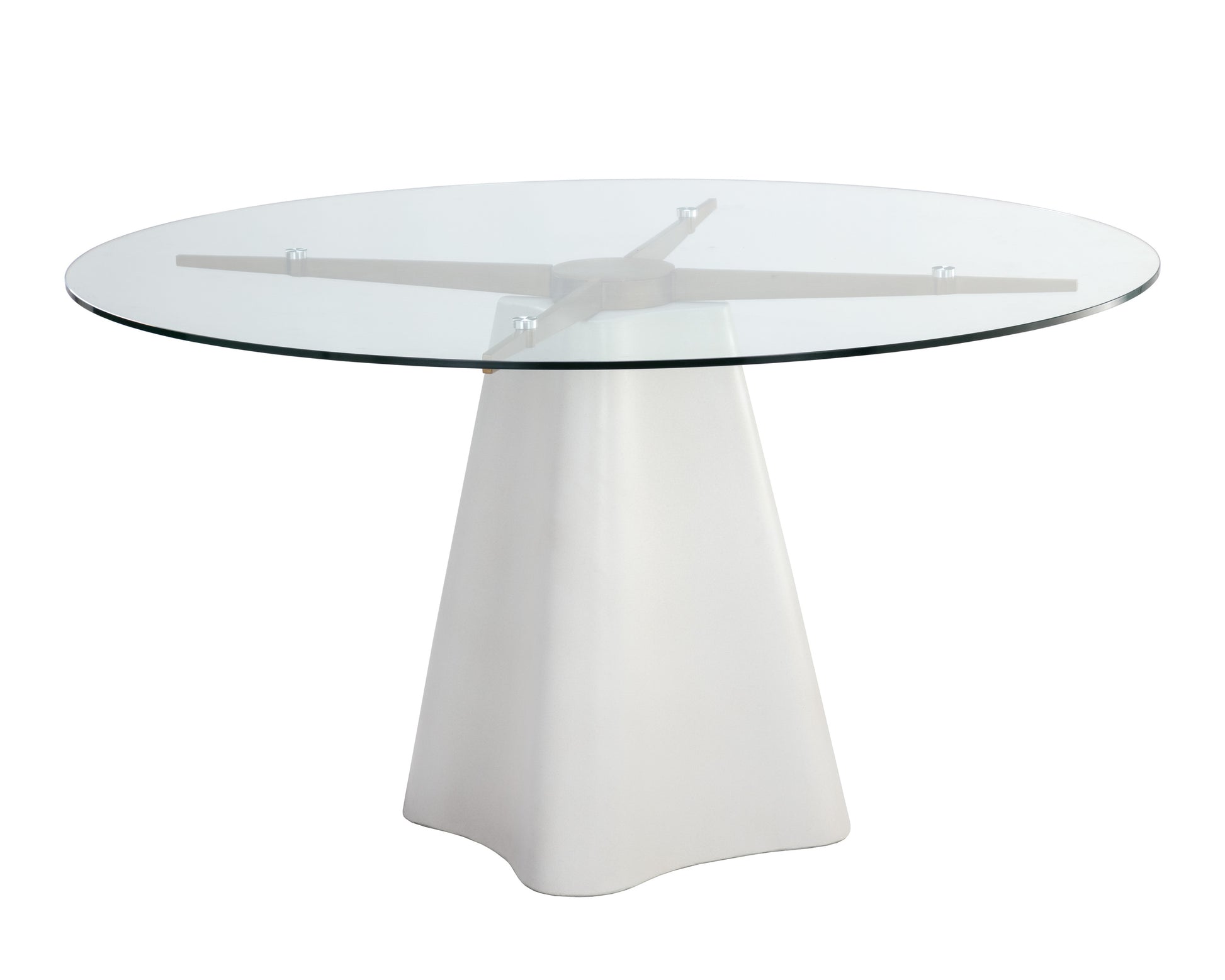 Sunpan Round Glass Modern Moda Dining Table - White - 55" - Seats 6 - 108463 - Sunpan - $1998.00
