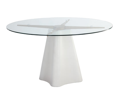 Sunpan Round Glass Modern Moda Dining Table - White - 55" - Seats 6 - 108463 - Sunpan - $1998.00