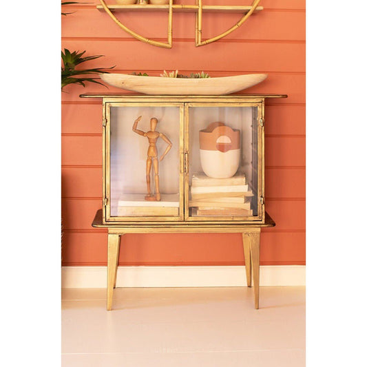 Kalalou - Antique Brass And Glass Two Door Cabinet - CLL2547 - Kalalou - $517.95