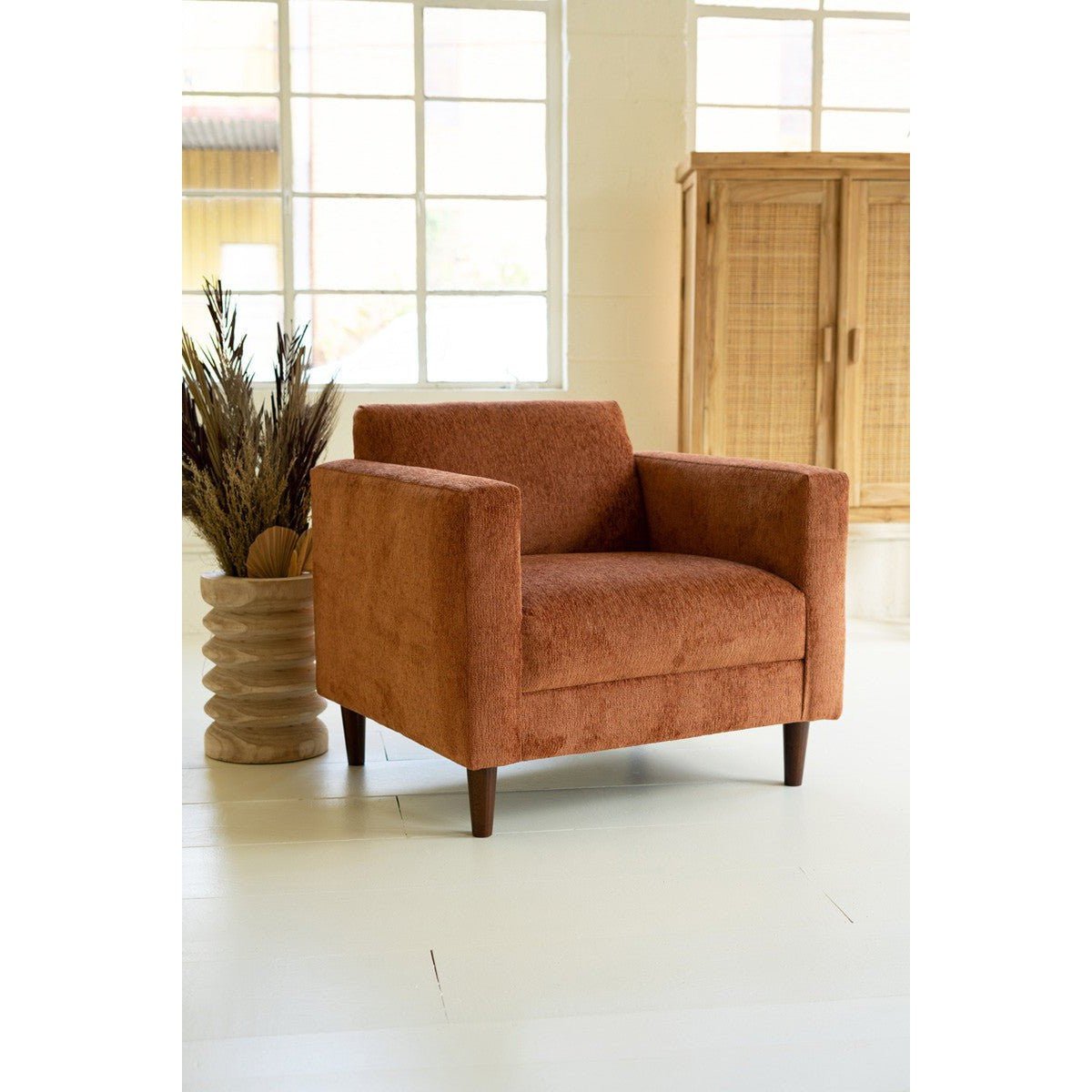 Kalalou - Chenille Boucle Club Chair-Rust - MD1023 - Kalalou - $1097.95