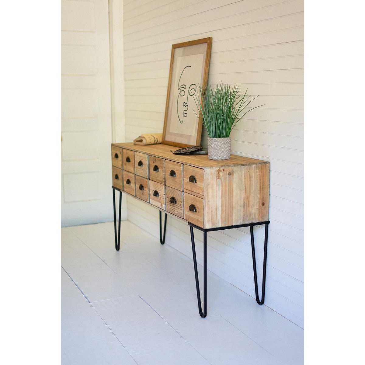 Kalalou - Chest Of 12 Wooden Drawers With Iron Legs - CJS1190 - Kalalou - $680.00