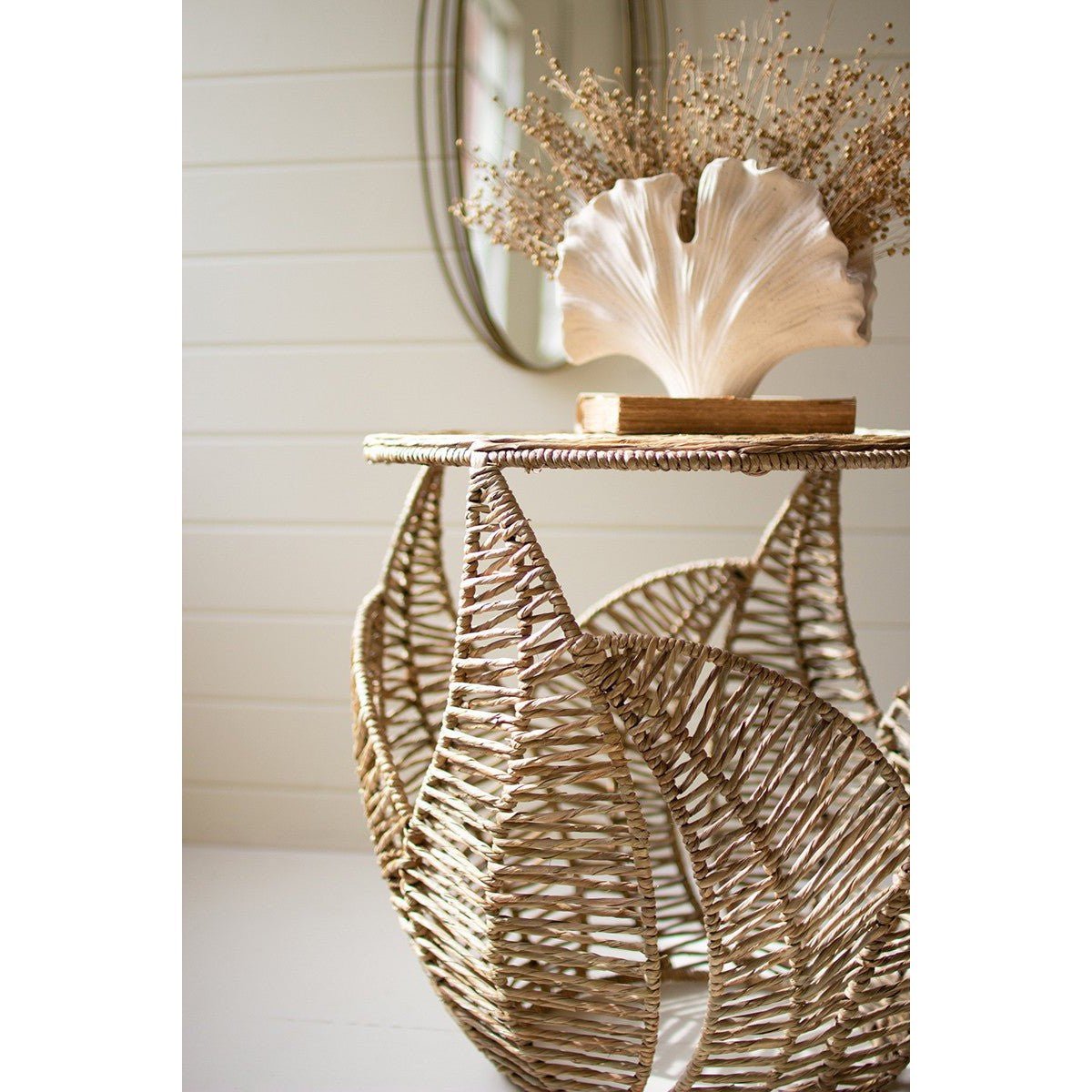 Kalalou - Fern Detail Seagrass Side Table - A6318 - Kalalou - $466.00