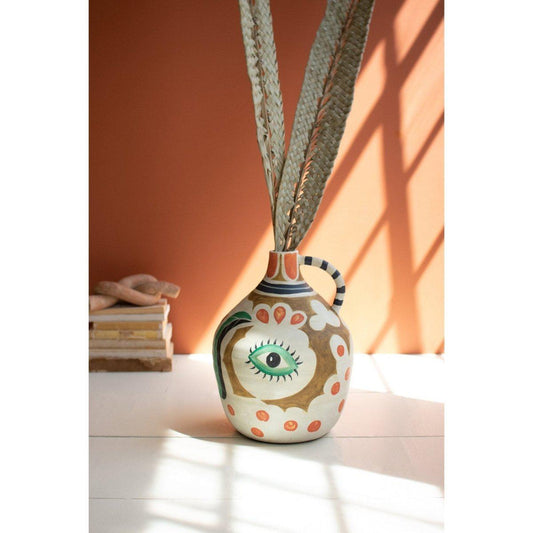 Kalalou - HAND-PAINTED CERAMIC PITCHER WITH EYE - CPH3496 - CPH3496 - Kalalou - $177.95
