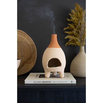Kalalou - IVORY-DIPPED TABLETOP CLAY CHIMINEA INSENSE BURNER - H4264 - H4264 - Kalalou - $70.88