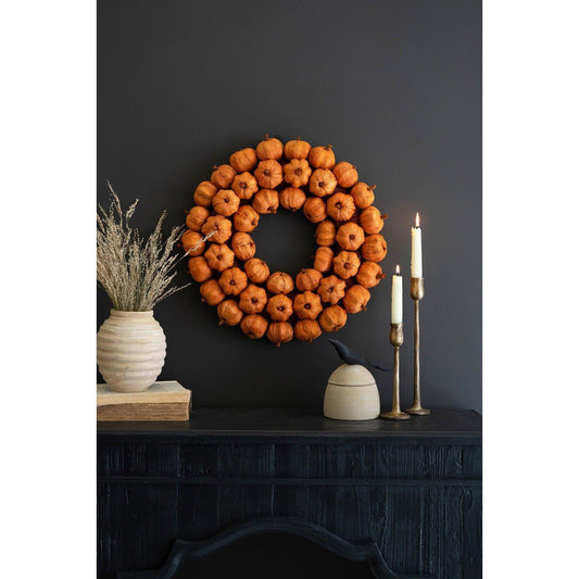 Kalalou orange faux pumpkin wreath - NSBE1038 - NSBE1038 - Kalalou - $57.95