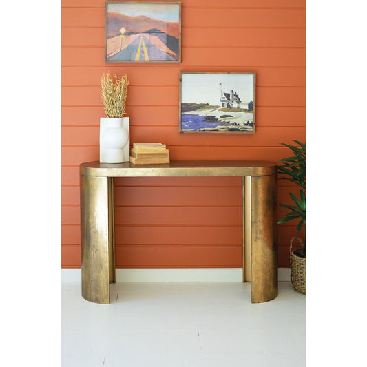 Kalalou - Oval Antique Brass Console Table - CLL2611 - Kalalou - $557.95