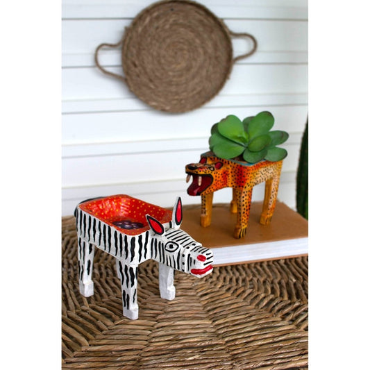 Kalalou - PAINTED WOODEN ZEBRA VESSEL - GJC1002 - GJC1002 - Kalalou - $63.95