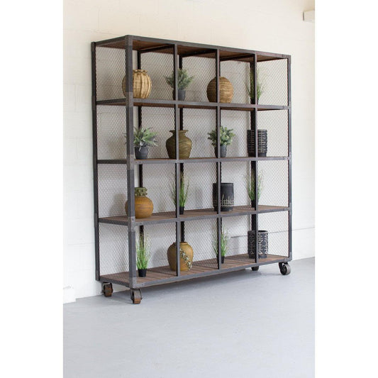 Kalalou - Raw Metal And Recycled Honey Wood 16 Cube Display Unit - CQ6951 - Kalalou - $2389.95