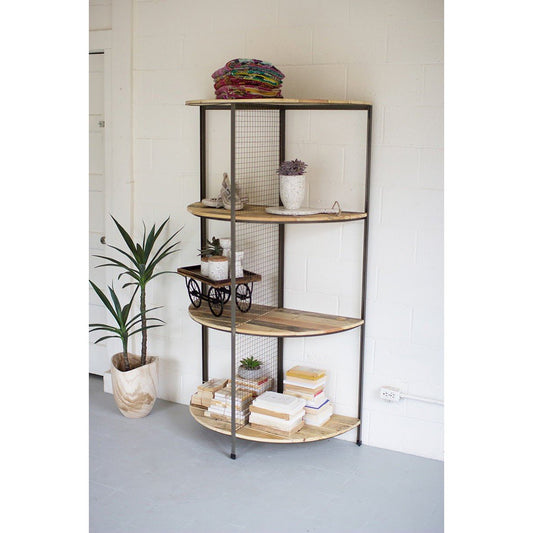 Kalalou - Recycled Wood And Metal Demi Lune Shelving Unit - CQ7450 - Kalalou - $888.85