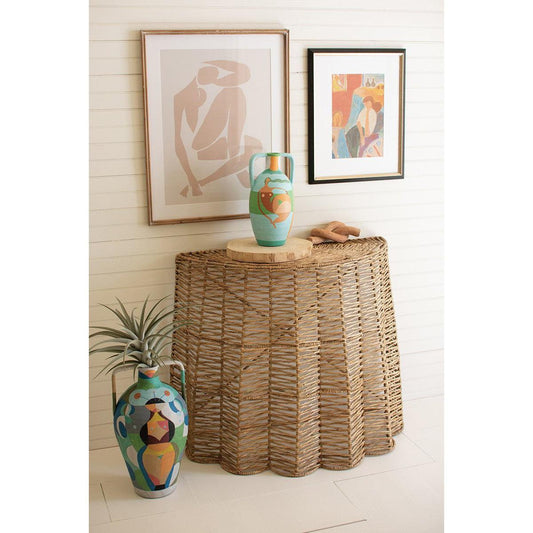 Kalalou - Ripple Seagrass Demi-Lune Table - A6317 - Kalalou - $420.00