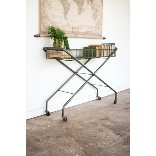 Kalalou - Rolling Metal Basket Console - CQ6817 - Kalalou - $217.95
