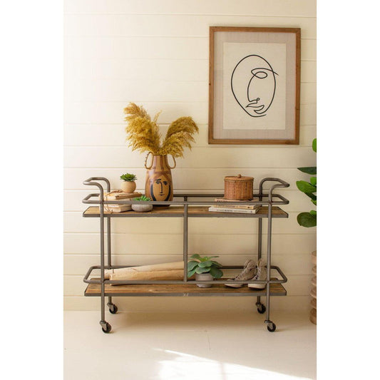 Kalalou - Rolling Wood And Iron Cart - CQ7616 - Kalalou - $488.00