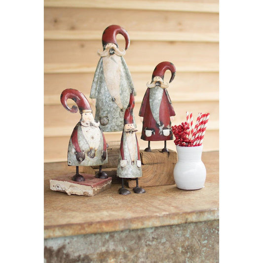 Kalalou set of four galvanized and painted santas - NBA2207 - NBA2207 - Kalalou - $137.95