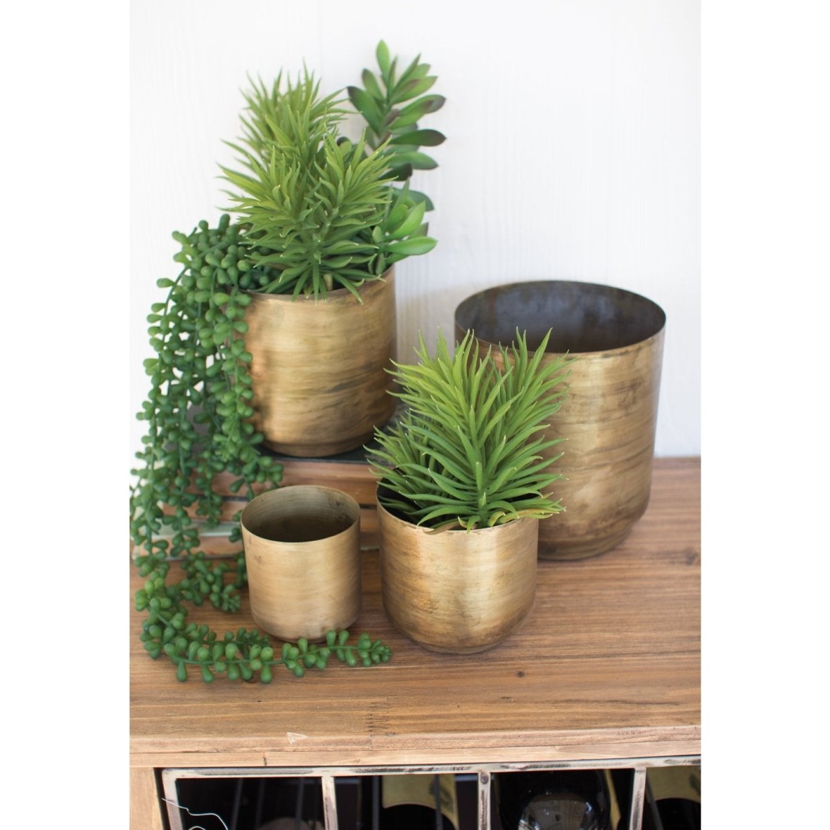 Kalalou - SET OF FOUR METAL AGED BRASS FLOWER POTS - NDE1090 - NDE1090 - Kalalou - $71.95