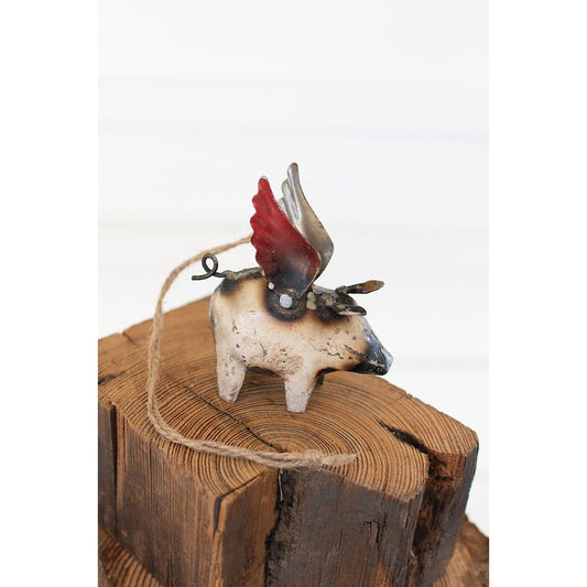 Kalalou set of four recycled iron flying pig christmas ornaments - NBA2391 - NBA2391 - Kalalou - $55.00