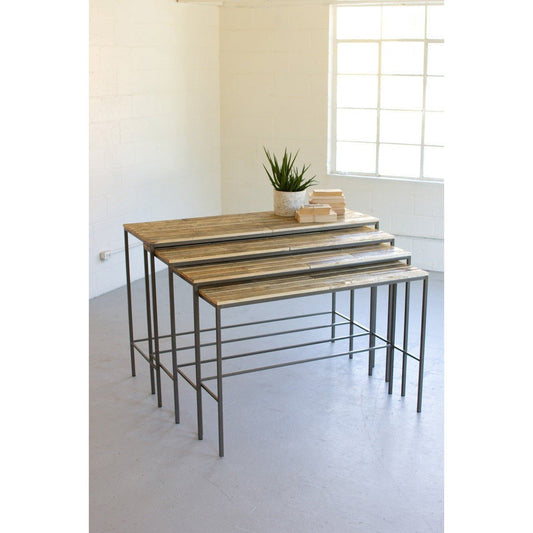 Kalalou - Set Of Four Recycled Wood And Iron Display Consoles - CQ7494 - Kalalou - $1157.95