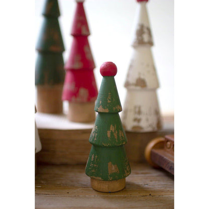 Kalalou set of nine turned wood painted christmas trees - CMN1571 - CMN1571 - Kalalou - $97.95