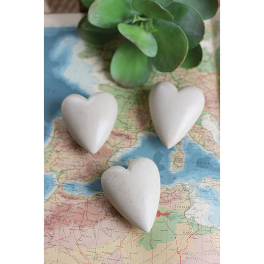 Kalalou - SET OF SIX HAND CARVED STONE HEARTS- WHITE - A5742 - A5742 - Kalalou - $37.95