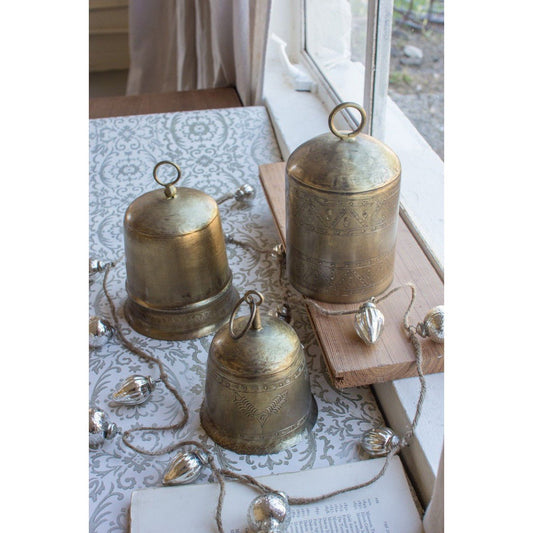 Kalalou set of three brass finish bells - NMAN1025 - NMAN1025 - Kalalou - $113.95