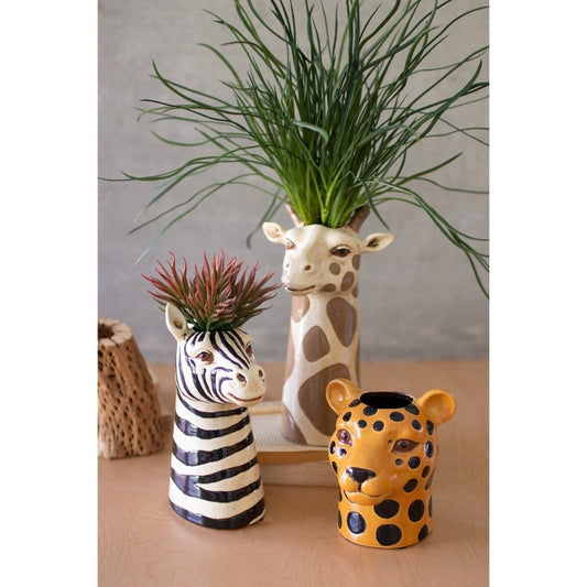 Kalalou - SET OF THREE CERAMIC SAFARI ANIMAL SUCCULENT HOLDERS - CDV2088 - CDV2088 - Kalalou - $87.95
