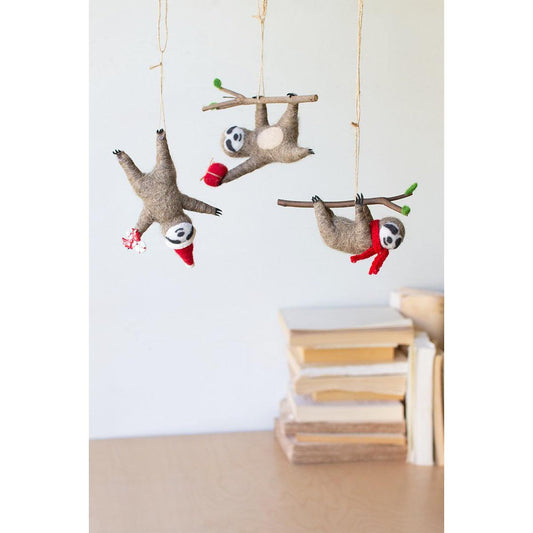 Kalalou set of three felt sloth christmas ornaments - CHB2278 - CHB2278 - Kalalou - $43.95