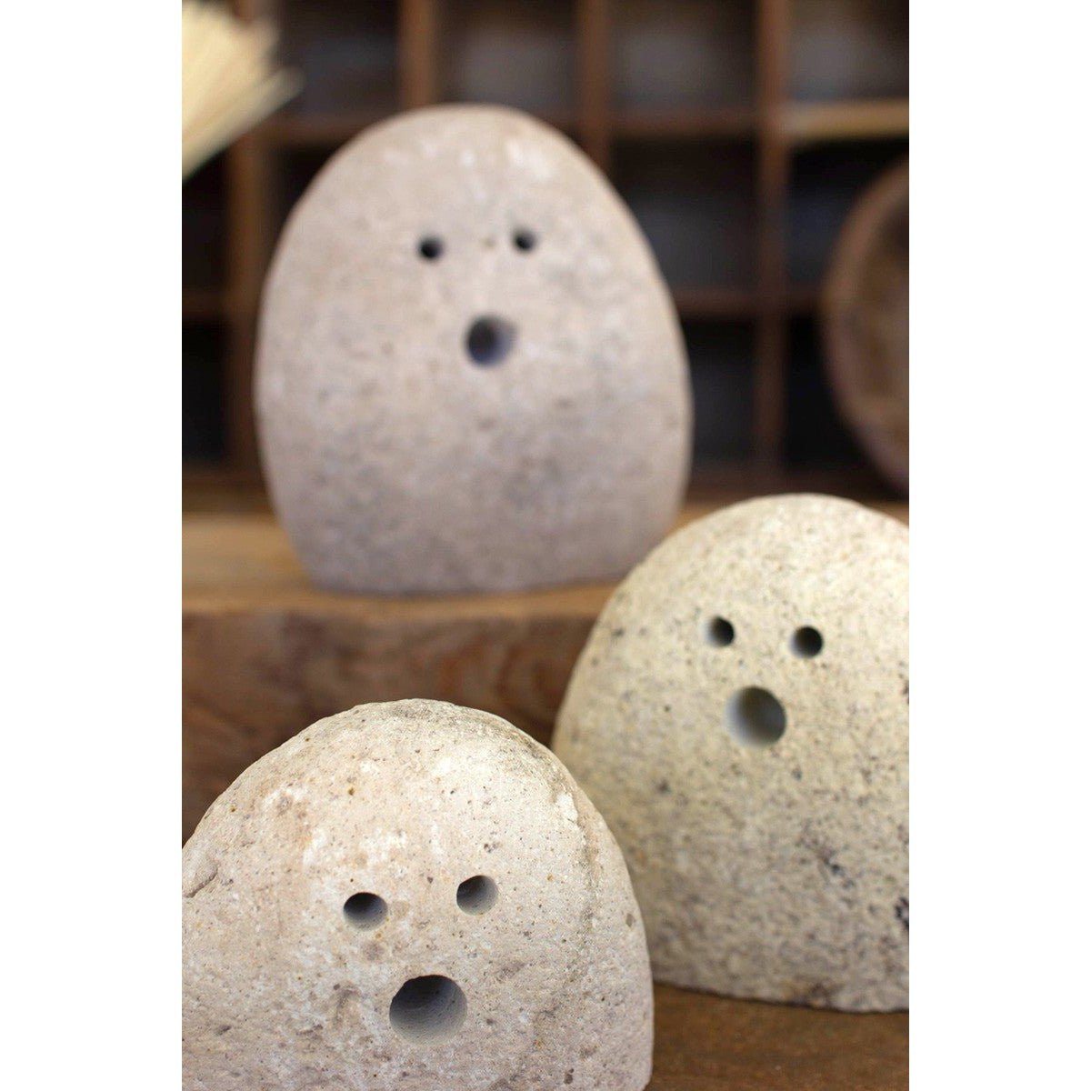 Kalalou set of three tabletop river rock ghosts - H4261 - H4261 - Kalalou - $47.95