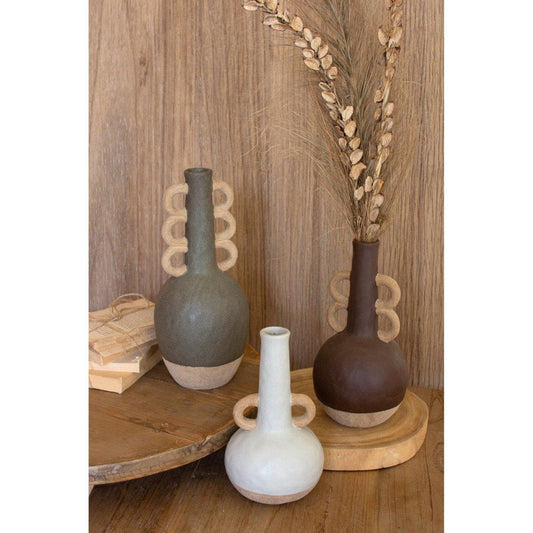 Kalalou - SET OF THREE TALL CERAMIC BOTTLES WITH RING HANDLES - CDV2130 - CDV2130 - Kalalou - $117.95