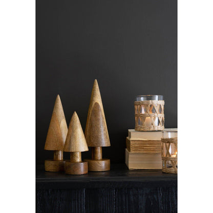 Kalalou set of three turned wooden christmas trees - NGLC1034 - NGLC1034 - Kalalou - $57.95