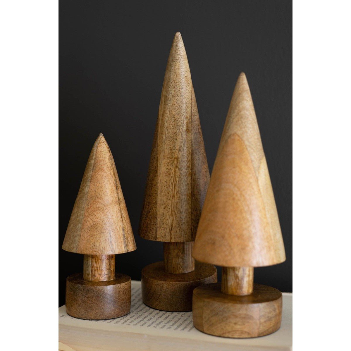 Kalalou set of three turned wooden christmas trees - NGLC1034 - NGLC1034 - Kalalou - $57.95