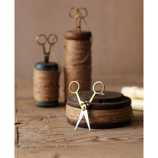 Kalalou - SET OF THREE WOODEN SPOOLS WITH JUTE TWINE AND SCISSORS - NBF2016 - NBF2016 - Kalalou - $37.95
