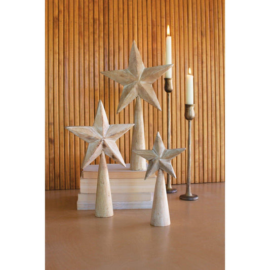 Kalalou set of three wooden table top stars - whitewash - NNV1181 - NNV1181 - Kalalou - $63.95