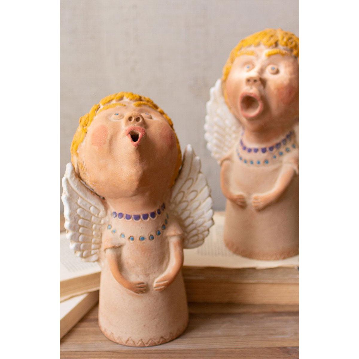Kalalou set of two caroling clay angels - H4033 - H4033 - Kalalou - $137.95