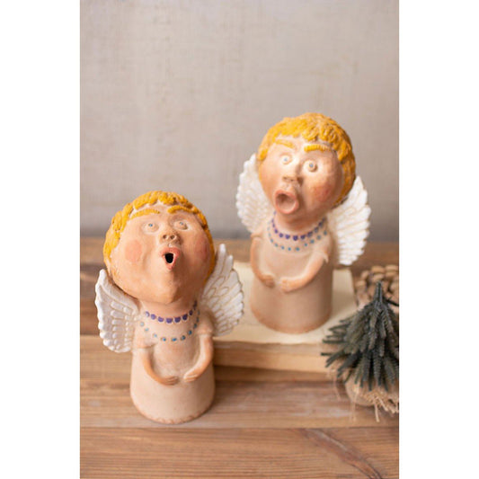 Kalalou set of two caroling clay angels - H4033 - H4033 - Kalalou - $137.95