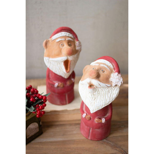 Kalalou set of two caroling clay santas - H4034 - H4034 - Kalalou - $137.95