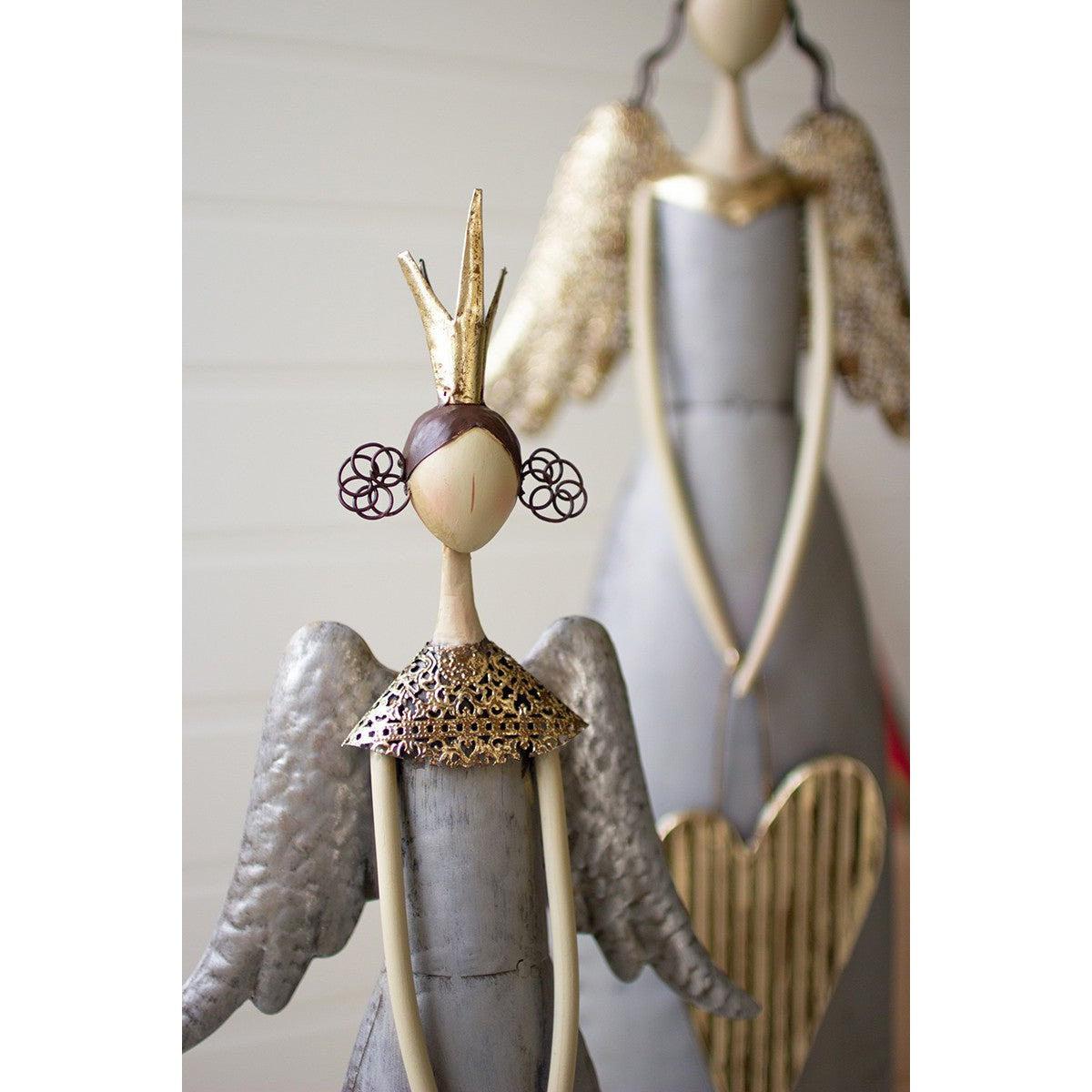 Kalalou set of two gold & grey christmas angels holding heart & star - CHE1405 - CHE1405 - Kalalou - $197.95