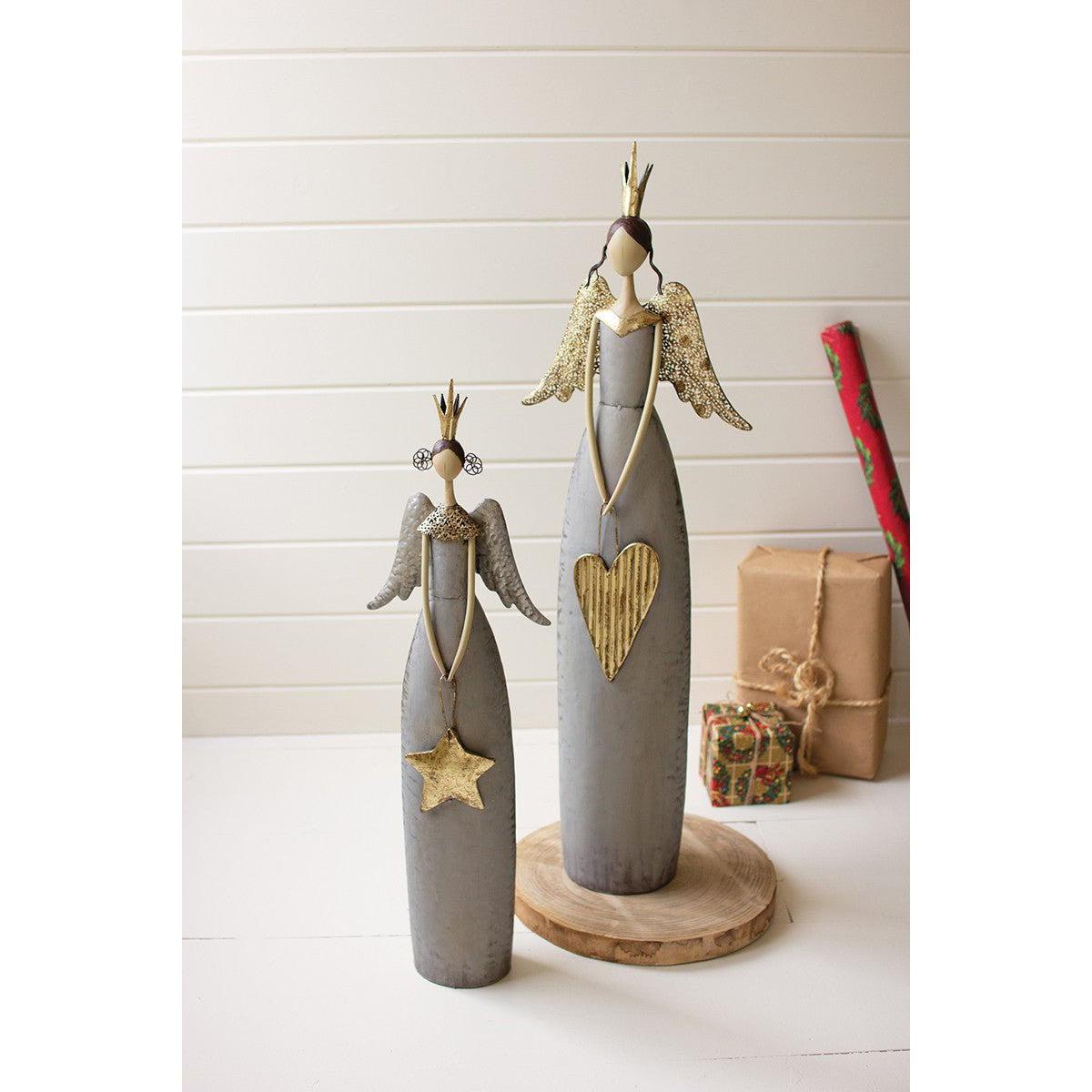 Kalalou set of two gold & grey christmas angels holding heart & star - CHE1405 - CHE1405 - Kalalou - $197.95
