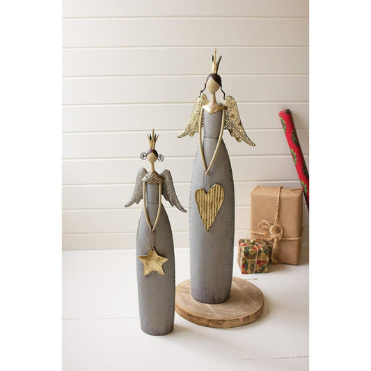 Kalalou set of two gold & grey christmas angels holding heart & star - CHE1405 - CHE1405 - Kalalou - $197.95