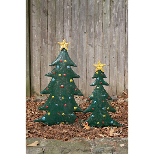 Kalalou set of two hand-hammered metal christmas tree yard stakes - A6339 - A6339 - Kalalou - $177.95