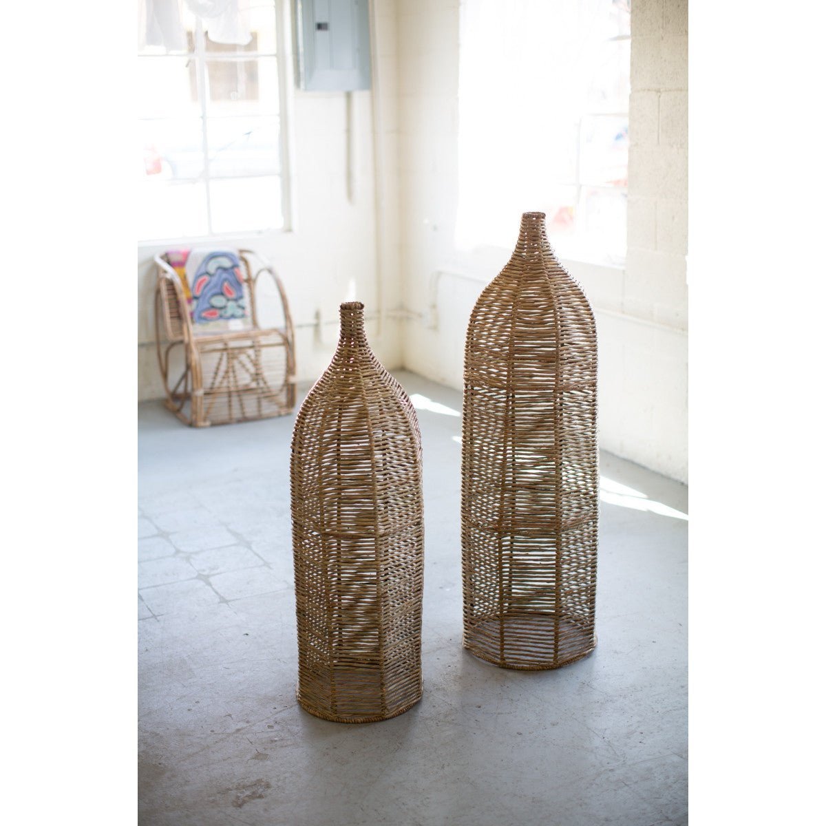 Kalalou - SET OF TWO LARGE SEAGRASS AND IRON BOTTLES - A6129 - A6129 - Kalalou - $257.95