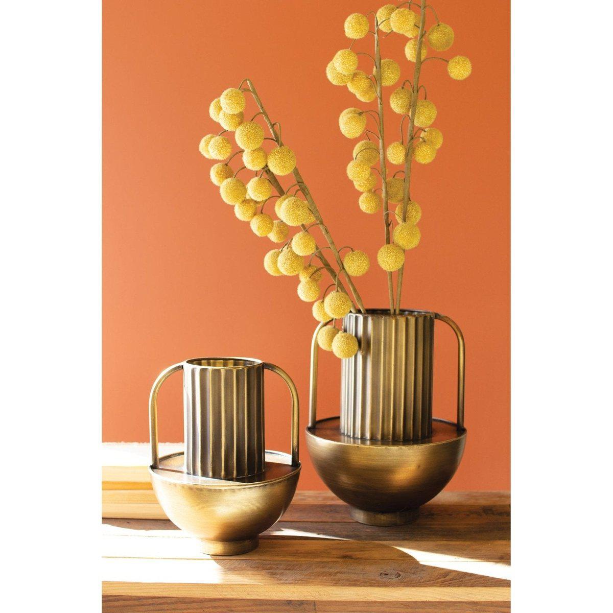 Kalalou - SET OF TWO METAL ANTIQUE BRASS VASES WITH HANDLES - CBB1125 - CBB1125 - Kalalou - $97.95