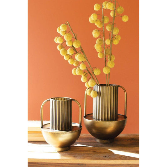 Kalalou - SET OF TWO METAL ANTIQUE BRASS VASES WITH HANDLES - CBB1125 - CBB1125 - Kalalou - $97.95