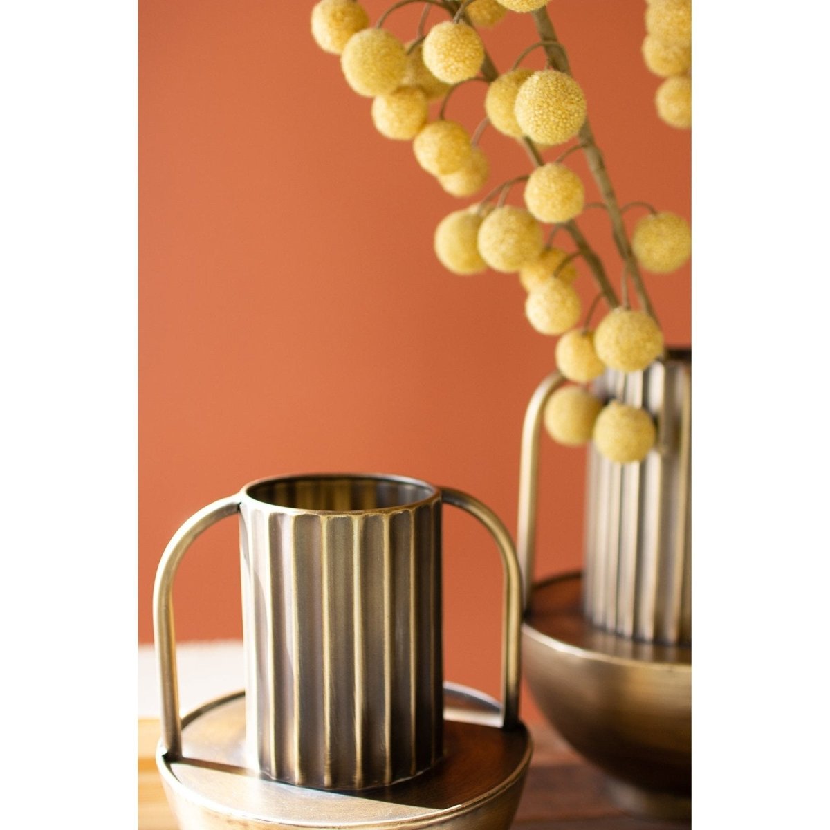 Kalalou - SET OF TWO METAL ANTIQUE BRASS VASES WITH HANDLES - CBB1125 - CBB1125 - Kalalou - $97.95