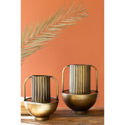 Kalalou - SET OF TWO METAL ANTIQUE BRASS VASES WITH HANDLES - CBB1125 - CBB1125 - Kalalou - $97.95