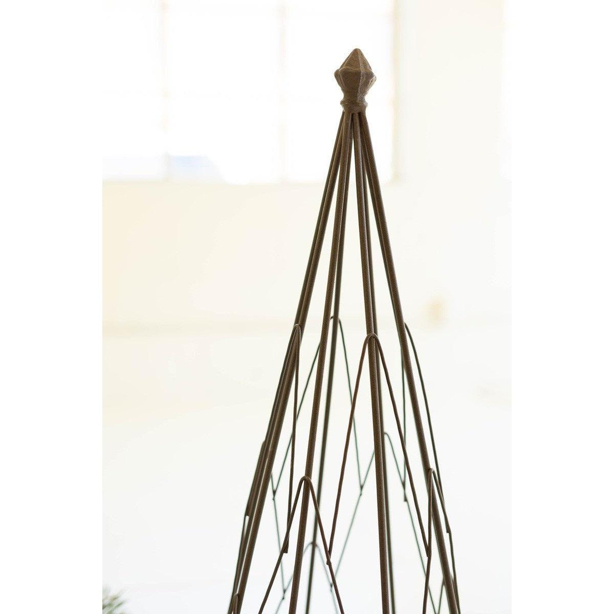 Kalalou set of two metal topiaries with recycled wood bases - CTNF1021 - CTNF1021 - Kalalou - $229.95