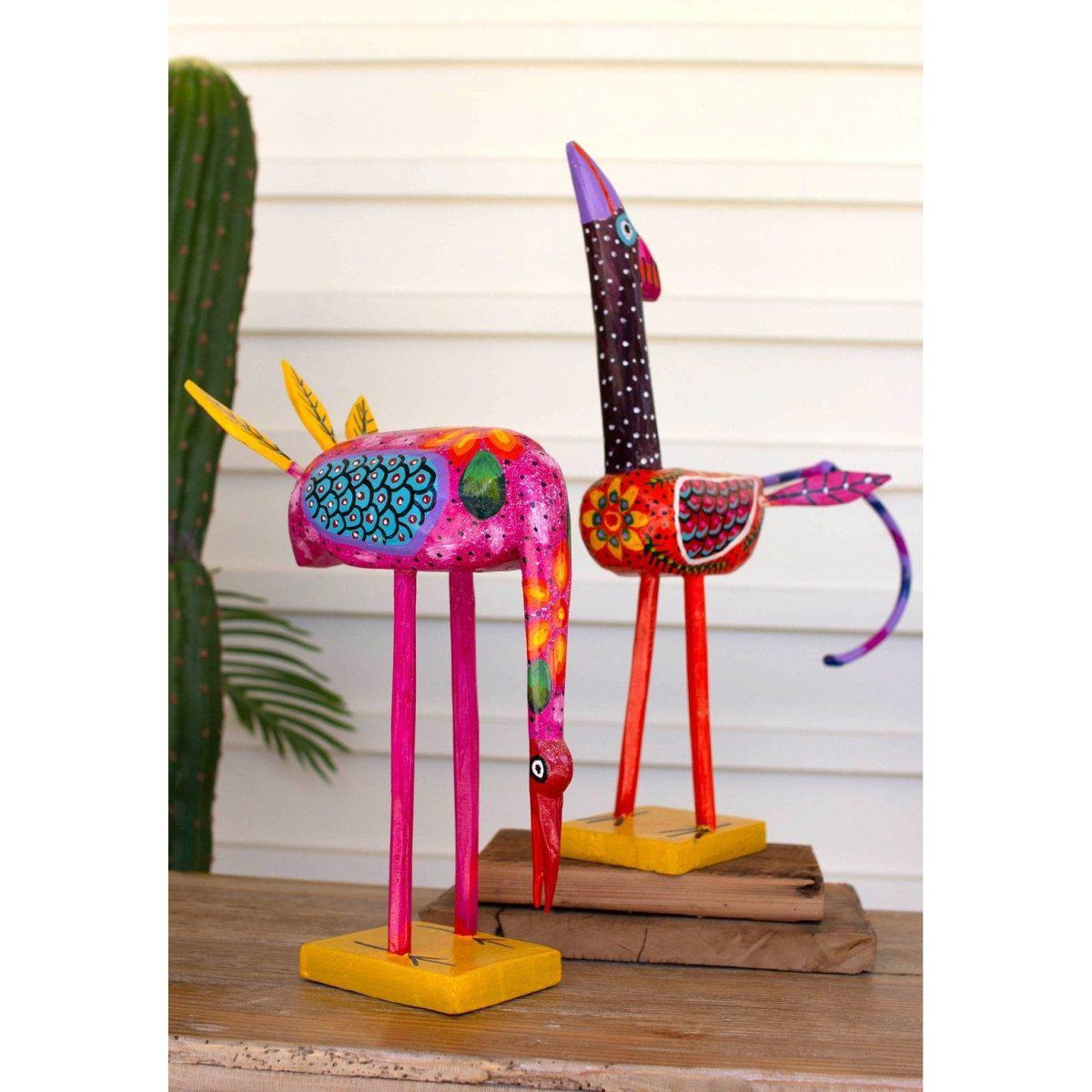 Kalalou - SET OF TWO PAINTED WOODEN BIRDS - GJC1021 - GJC1021 - Kalalou - $129.95