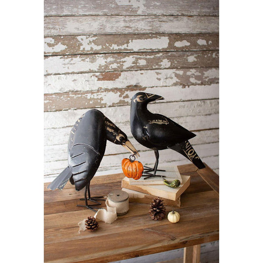 Kalalou set of two recycled iron crows holding a pumpkin - NTM1285 - NTM1285 - Kalalou - $109.95