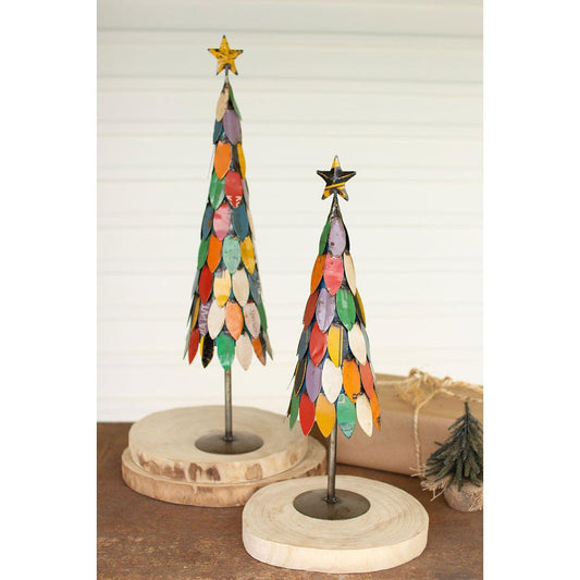 Kalalou set of two recycled metal christmas trees - NTM1286 - NTM1286 - Kalalou - $149.95