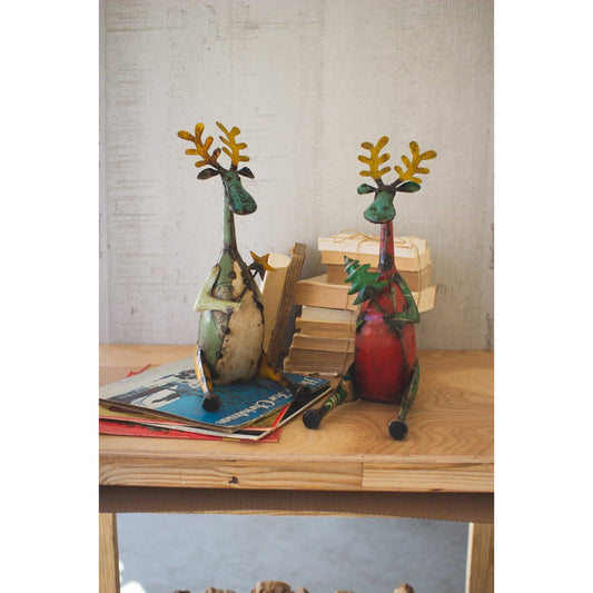 Kalalou set of two recycled sitting iron moose - NTM1181 - NTM1181 - Kalalou - $111.95