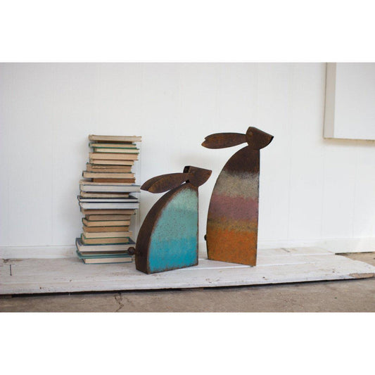 Kalalou - SET OF TWO RUSTIC METAL RABBITS WITH COLORED DETAIL - CHE1149 - CHE1149 - Kalalou - $137.95