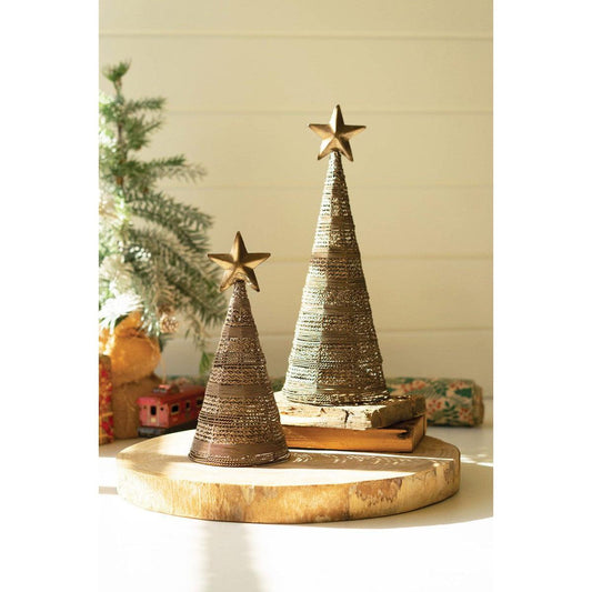Kalalou set of two rustic metal table top christmas trees - NNV1171 - NNV1171 - Kalalou - $47.95
